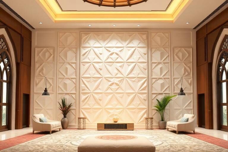 جدار ديكوري ثلاثي الأبعاد بنقش هندسي